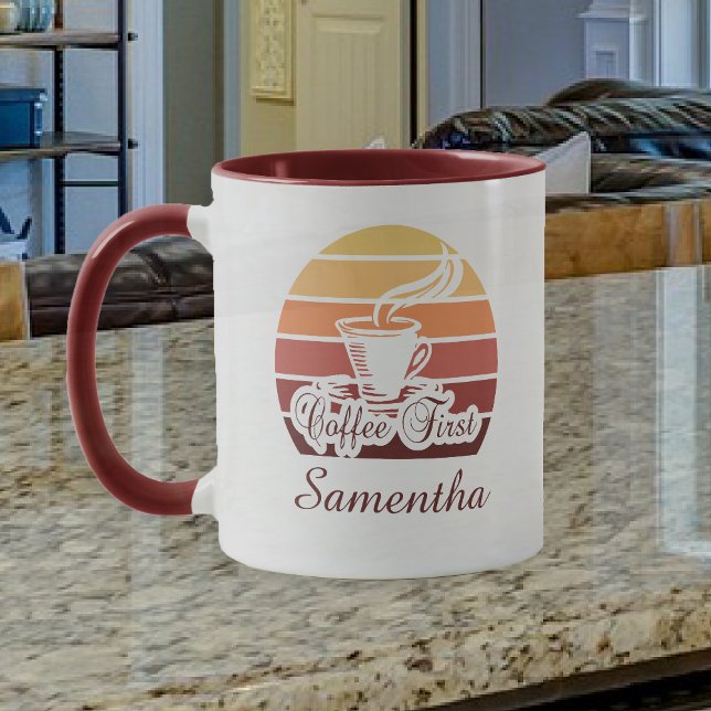 Vintage Funny Abstract Coffee First Name Red Mug (Creator Uploaded)