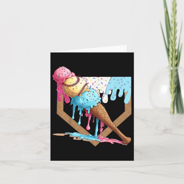 Vintage Funny Baseball Ice Cream Dripping Baseball Card (Front)
