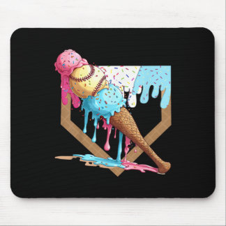 Vintage Funny Baseball Ice Cream Dripping Baseball Mouse Pad