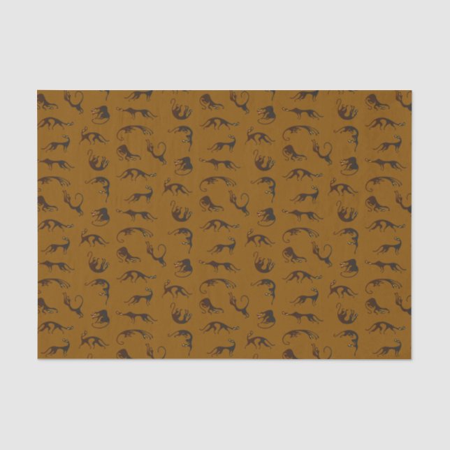 Vintage Funny Black Brown Kitten Cat Tissue Paper (Front)