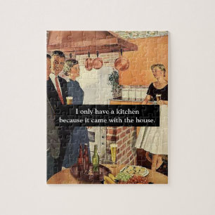 Vintage Funny Bridal Shower / House Warming Party Jigsaw Puzzle