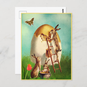 Vintage Funny Bunny And Easter Egg Postcard