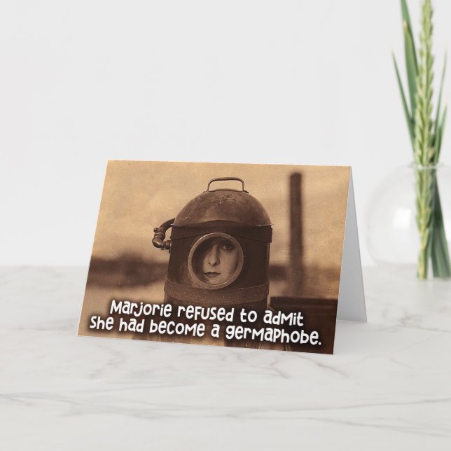 Vintage Funny Card - Marjorie is a Germaphobe (Front)