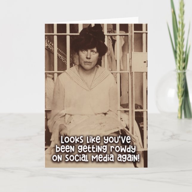 Vintage Funny Card - Social Media Jailbird (Front)