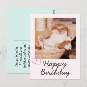 Vintage Funny Cat and Happy Birthday Postcard