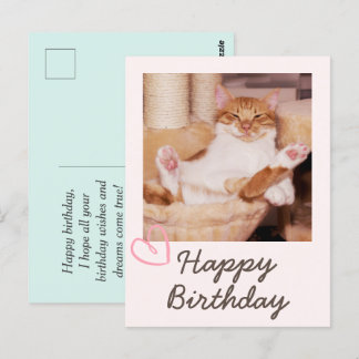 Vintage Funny Cat and Happy Birthday Postcard