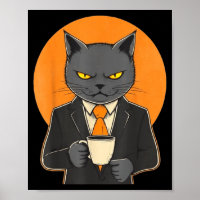 Vintage Funny Cat Coffee Lovers Humour
