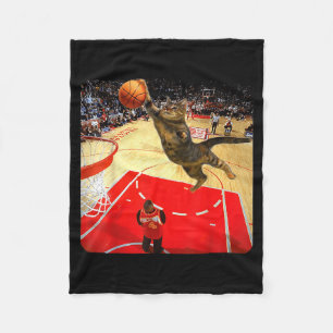 Vintage Funny Cat Dunking Basketball Meme Humor Ca Fleece Blanket