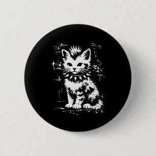 Vintage funny cat punk kitten meme men women kids 2 inch round button