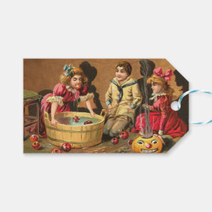 Vintage Funny Children Bobbing for Apples at Party Gift Tags