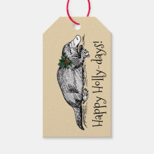 Vintage Funny Christmas Australian Platypus Gift Tags