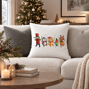 Vintage Funny Christmas Doodle Accent Pillow Desig