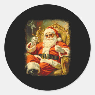 Vintage Funny Cool Big Boss Santa  Classic Round Sticker