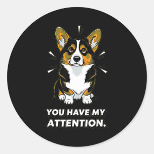 Vintage Funny Cute Corgi Dog Design For Men Women  Classic Round Sticker