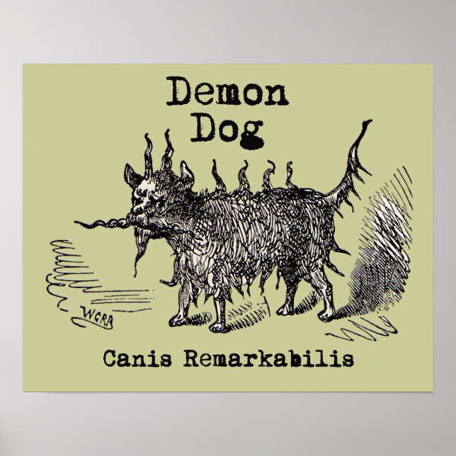 Vintage funny demon dog poster (Front)