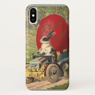 Vintage Funny Easter, Bunny Rabbit Egg Automobile iPhone X Case