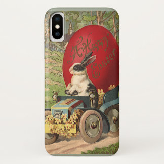 Vintage Funny Easter, Bunny Rabbit Egg Automobile iPhone X Case
