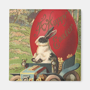 Vintage Funny Easter, Bunny Rabbit Egg Automobile Magnet