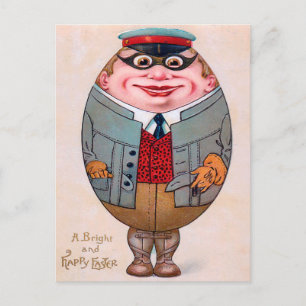 Vintage Funny Easter Egg Man Humour Human Postcard