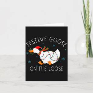 Vintage Funny Festive Goose On The Loose Christmas Card