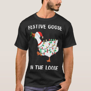 Vintage Funny Festive Goose On The Loose Christmas T-Shirt