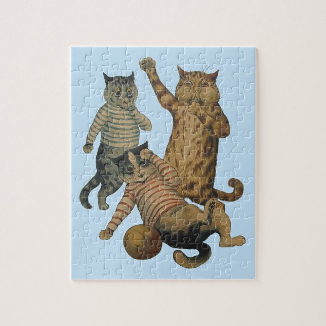 Vintage funny football playing cats jigsaw puzzle (Vertical)