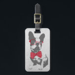 Vintage Funny French Bulldog Luggage Tag<br><div class="desc">A cute, funny, trendy vintage animal French bulldog illustration wearing a red polka dot bow and glasses. This charming and whimsical design captures the essence of the French bulldog's unique features, enhanced with a vibrant red polka dot bow, and red glasses adding a pop of colour and a hint of...</div>