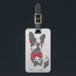 Vintage Funny French Bulldog Luggage Tag<br><div class="desc">A cute, funny, trendy vintage animal French bulldog illustration wearing a red polka dot bow and glasses. This charming and whimsical design captures the essence of the French bulldog's unique features, enhanced with a vibrant red polka dot bow, and red glasses adding a pop of colour and a hint of...</div>