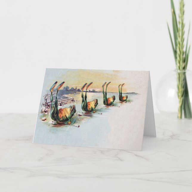 Vintage Funny Frogs Greeting Card (Front)