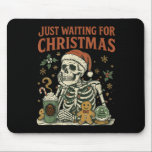 Vintage Funny Just Waiting For Christmas Skeleton  Mouse Pad<br><div class="desc">Vintage Funny Just Waiting For Christmas Skeleton Cute Xmas</div>
