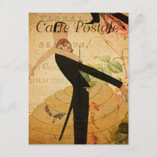 Vintage Funny man and woman dancing couple Dancer Postcard