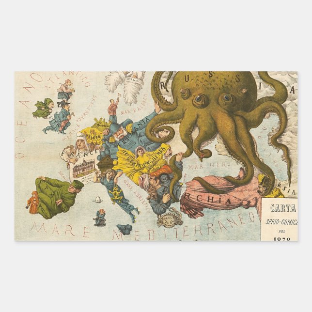 Vintage Funny Map of Europe Sticker (Front)