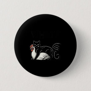Vintage Funny Meme Cute Kitty Cat And Chicken What 2 Inch Round Button