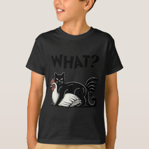 Vintage Funny Meme Cute Kitty Cat And Chicken What T-Shirt