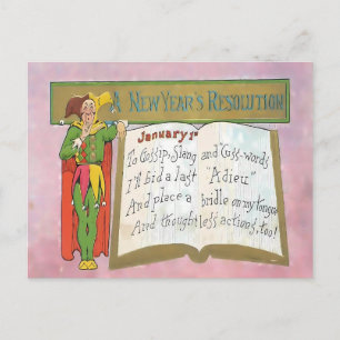 Vintage Funny New Year's Resolution Postcard