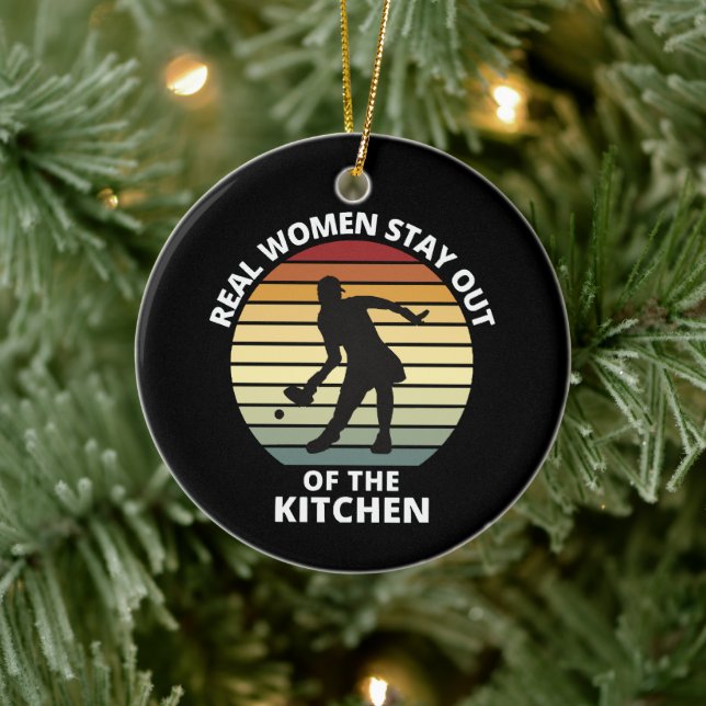 Vintage Funny Pickleball Women Ceramic Ornament (Tree)