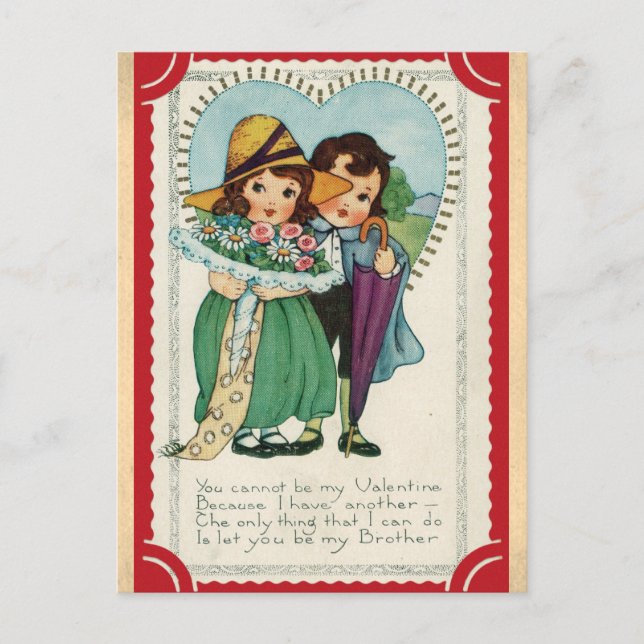 Vintage Funny Platonic Friend Valentines Day Postcard (Front)