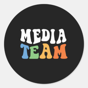 Vintage Funny Retro Media Team Classic Round Sticker