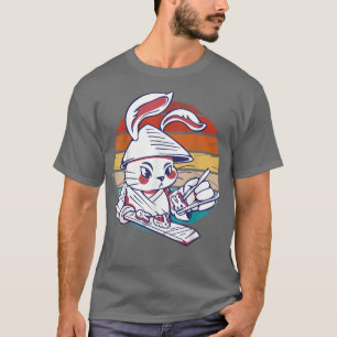 Vintage funny samurai rabbit making sushi, Japanes T-Shirt