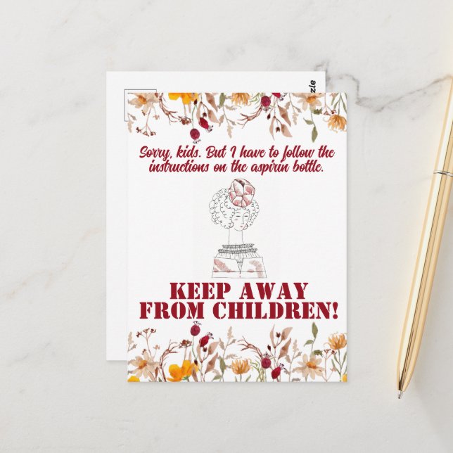 Vintage Funny Sarcastic Line Art Femme Carte posta (Devant/Arrière en situation)