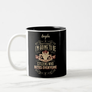 Vintage Funny Saying Senior Citizen Biting People  Two-Tone Coffee Mug