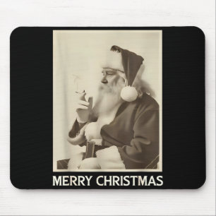 Vintage Funny Smoking Santa Claus Christmas Merry Mouse Pad