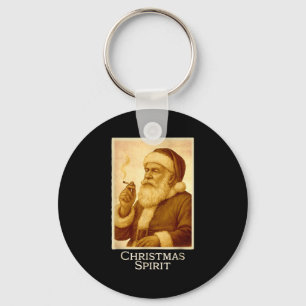 Vintage Funny Smoking Santa Claus Christmas Srit C Keychain