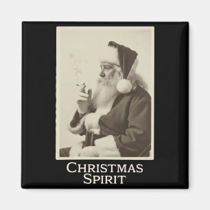 Vintage Funny Smoking Santa Claus Christmas Srit C Magnet