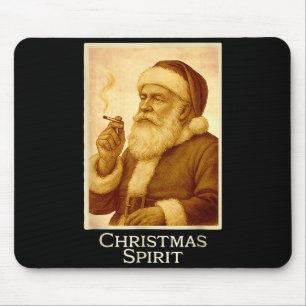 Vintage Funny Smoking Santa Claus Christmas Srit C Mouse Pad