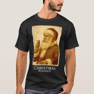 Vintage Funny Smoking Santa Claus Christmas Srit C T-Shirt