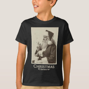 Vintage Funny Smoking Santa Claus Christmas Srit C T-Shirt
