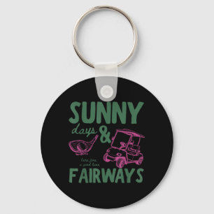 Vintage Funny Sunny Days and Fairways Golf Lovers Keychain