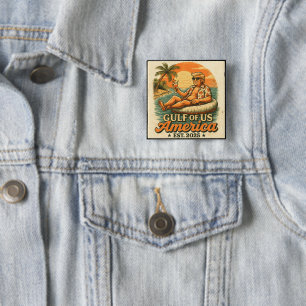 Vintage Funny Trump America's Gulf 2025 2 Inch Square Button