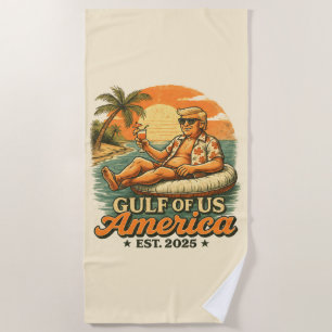 Vintage Funny Trump America's Gulf 2025 Beach Towel
